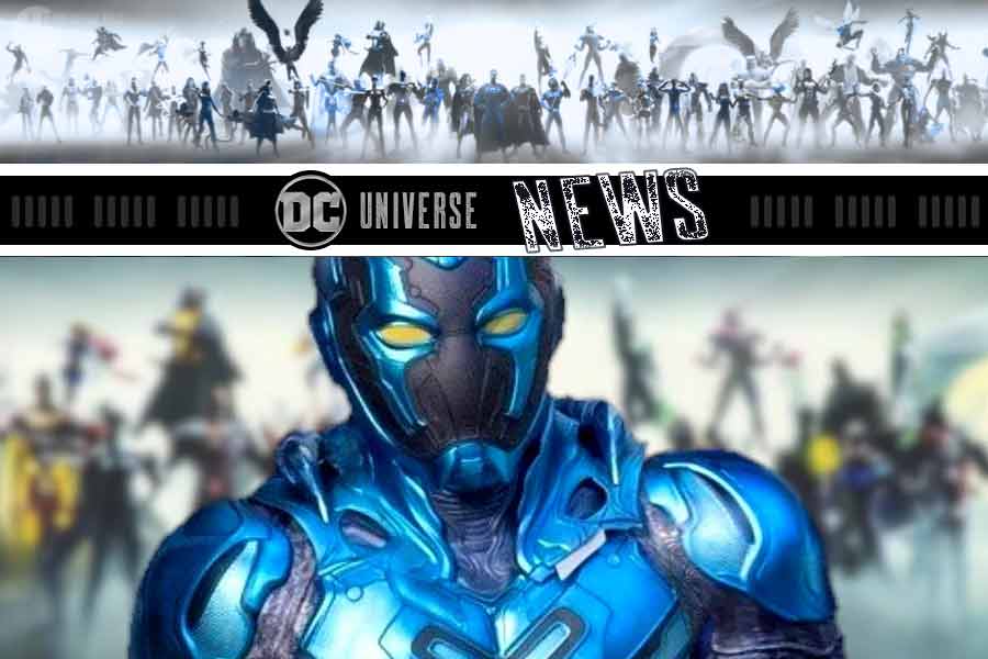 Image of Jaime Reyes as Blue Beetle, a superhero character from DC Comics. He is shown in his blue and black armored suit, with his beetle-shaped helmet on his head. He stands in a heroic pose with one arm extended, ready to face any challenges that come his way.