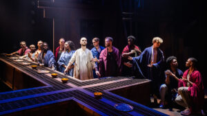 A modern depiction of The Last Supper by The North American Tour company of Jesus Christ Superstar.