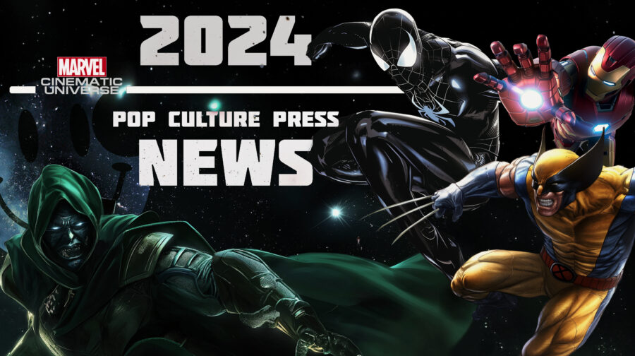2024 Pop Culture News cover featuring Spider-Man, Iron Man, Wolverine, and Doctor Doom in a space scene, Marvel Cinematic Universe