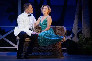 Ryan Silverman as Emile de Becque, and Alexandra Socha as Nellie Forbush in “Rodgers & Hammerstein’s South Pacific” at Bucks County Playhouse.
