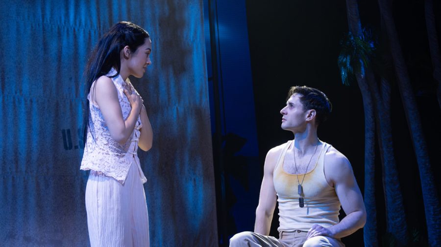 Áine Dorman as Liat and Mike Schwitter as Lt. Joseph Cable in “Rodgers & Hammerstein’s South Pacific” at Bucks County Playhouse